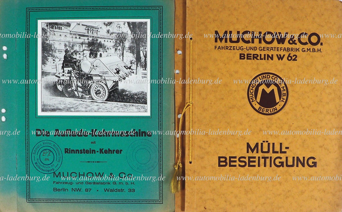 MUCHOW & CO BERLIN 1920s, mixed lot of two sales catalogs, garbage collection and street sweepers, (1 of 1)