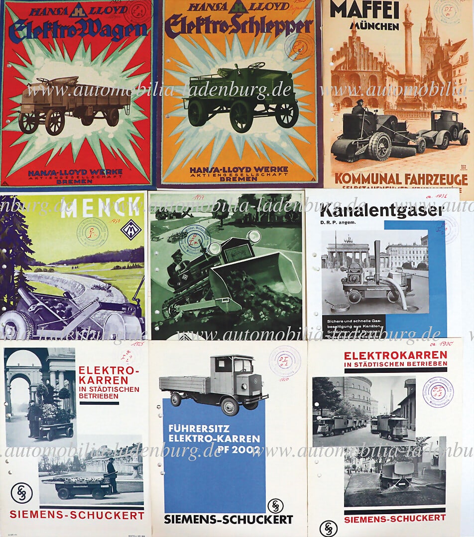 20s/30s, mixed lot of 8 pieces, sales brochures, among them Hansa Lloyd Elektro Schlepper, Elektro (1 of 1)