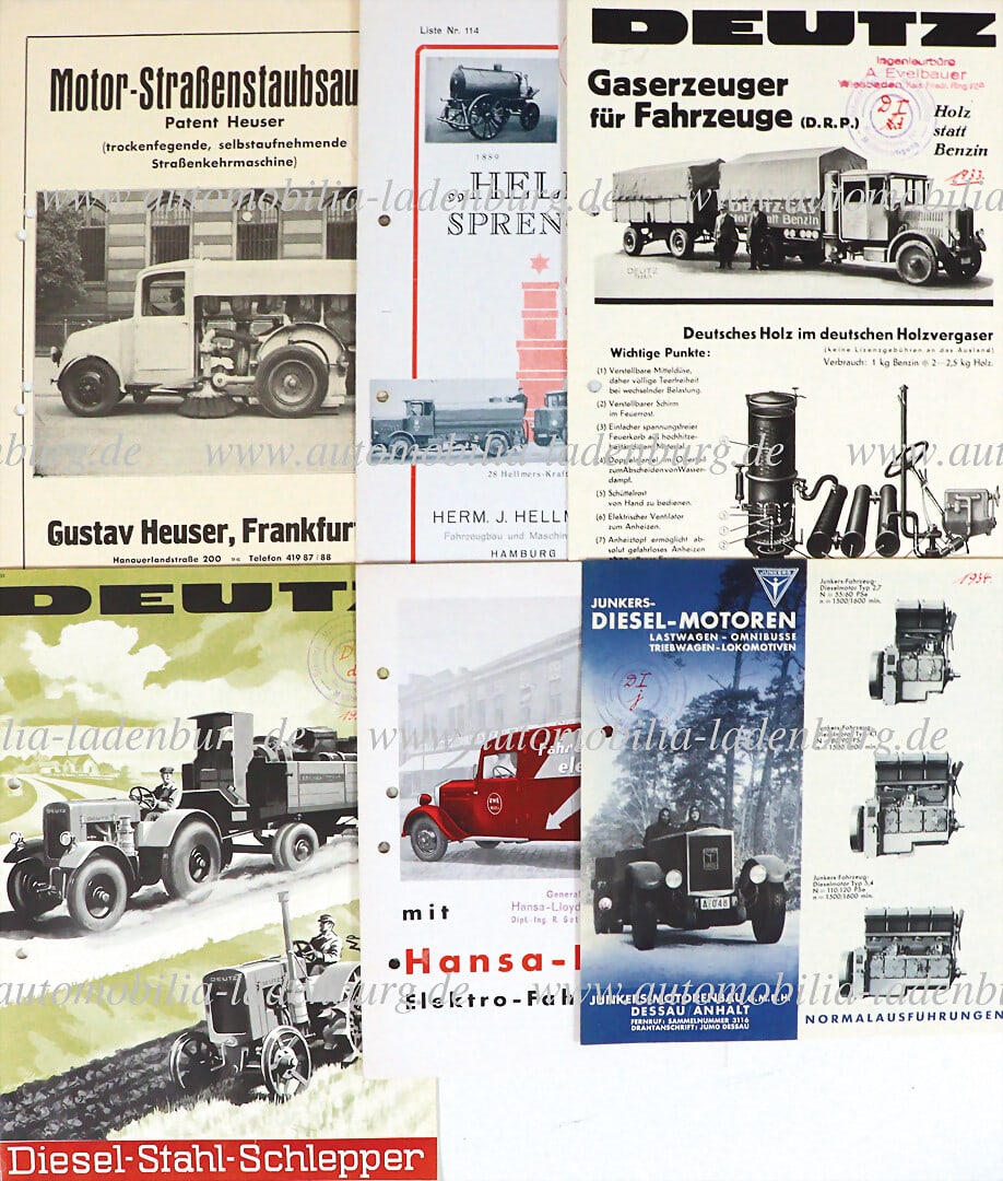 1930s, mixed lot of 6 sales brochures, among them Hansa Lloyd Elektro Fahrzeuge, Hellmers Hamburg (1 of 1)