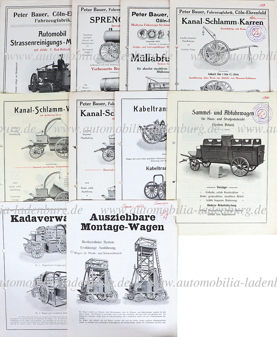 PETER BAUER COLOGNE - EHRENFELD Mixed lot of 11 sales brochures, including automobile street (1 of 1)