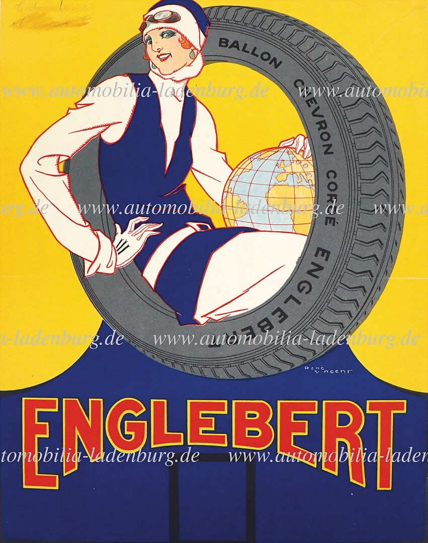 ENGLEBERT 1929, pre-print (proof) for calendar cover, design RenÃ© Vincent, 38x28,5cm, (1 of 2)