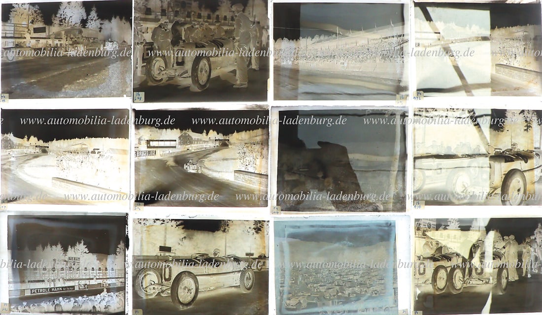 GRAND PRIX BELGIUM 1925, bundle of 18 b/w glass plate negatives, 9x12cm, mainly showing the Alfa (1 of 2)