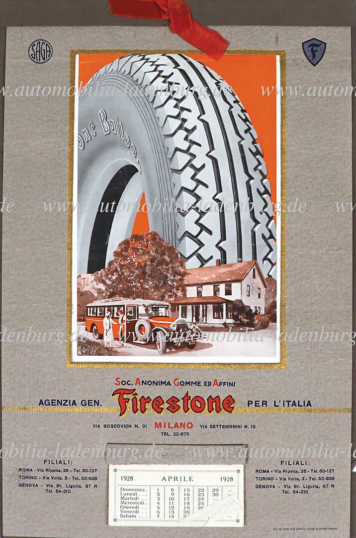 FIRESTONE 1928, wall calendar "Firestone Italia", complete except for the tear-offs January to (1 of 1)