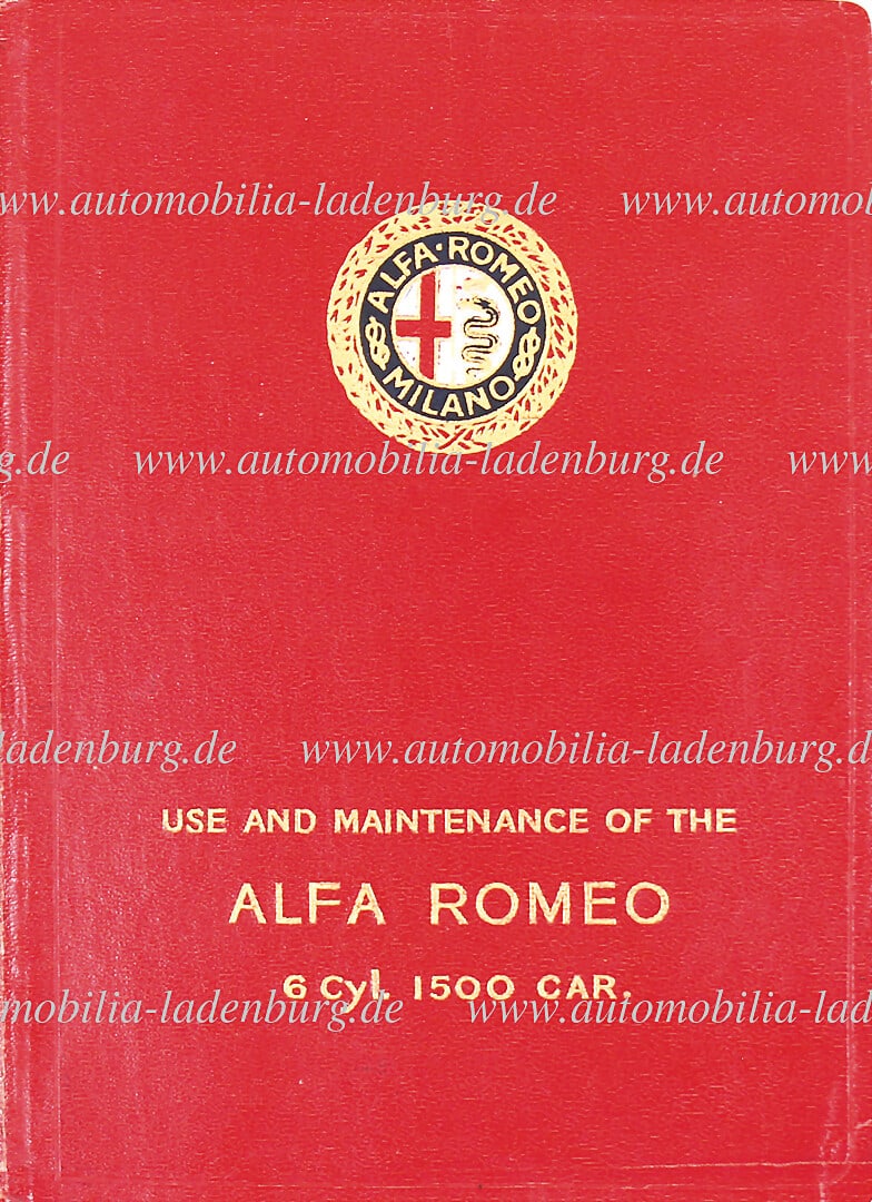 ALFA ROMEO 2.1928, operating instructions Alfa Romeo 6C 1500, English text, minor traces of use on (1 of 1)