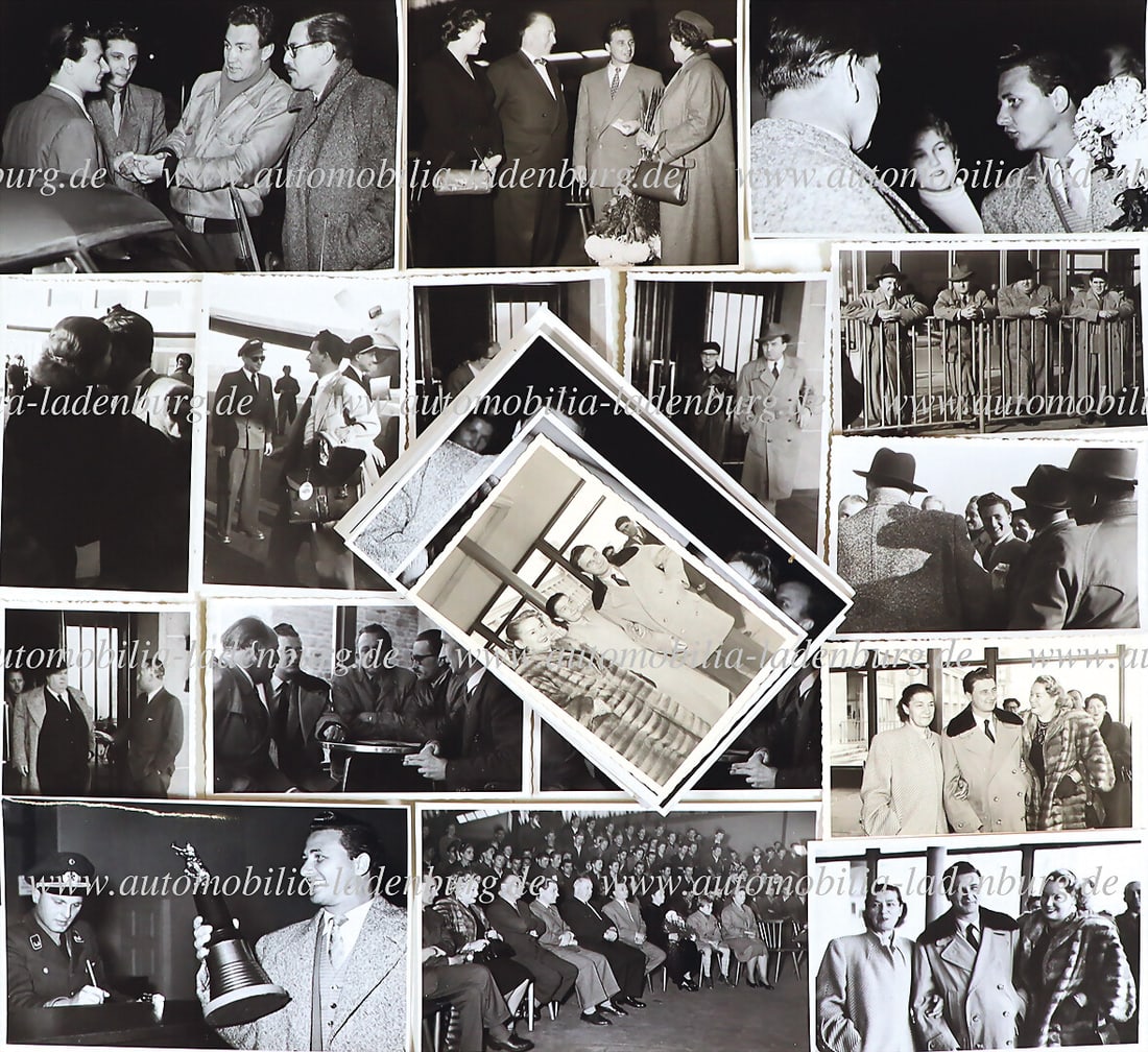 HANS HERRMANN Mixed lot of 70 original b/w photos, Hans Herrmann and Karl Kling at Stuttgart: HANS HERRMANN Mixed lot of 70 original b/w photos, Hans Herrmann and Karl Kling at Stuttgart Airport, departure and arrival Carrera Panamericana Mexico 1953, various formats. Formats, the photos also 