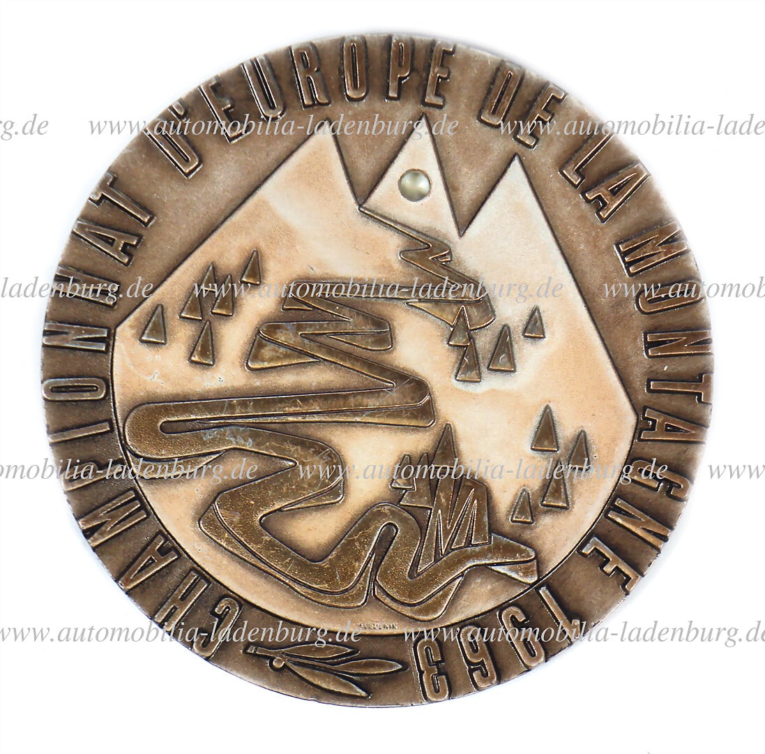 HANS HERRMANN Participant badge (silver 925) of the FIA "Championnat d'Europe de la Montagne 1963", (1 of 2)