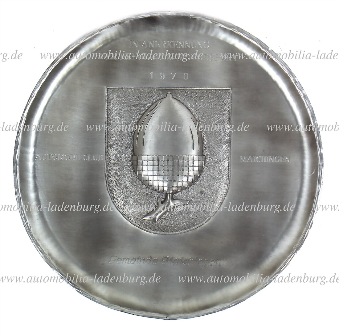 HANS HERRMANN Pewter wall plate "In recognition of the successes in motor sport 1970 Automobilclub (1 of 1)