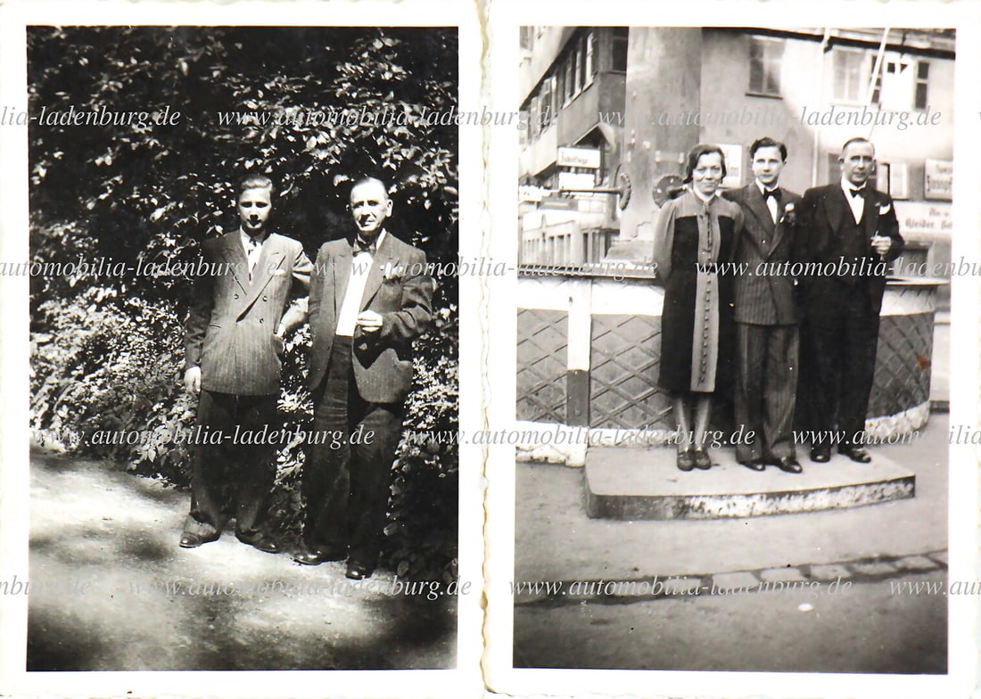 HANS HERRMANN 1943, bundle of two original b/w photos, Hans Herrmann with his parents, rare photos, (1 of 2)