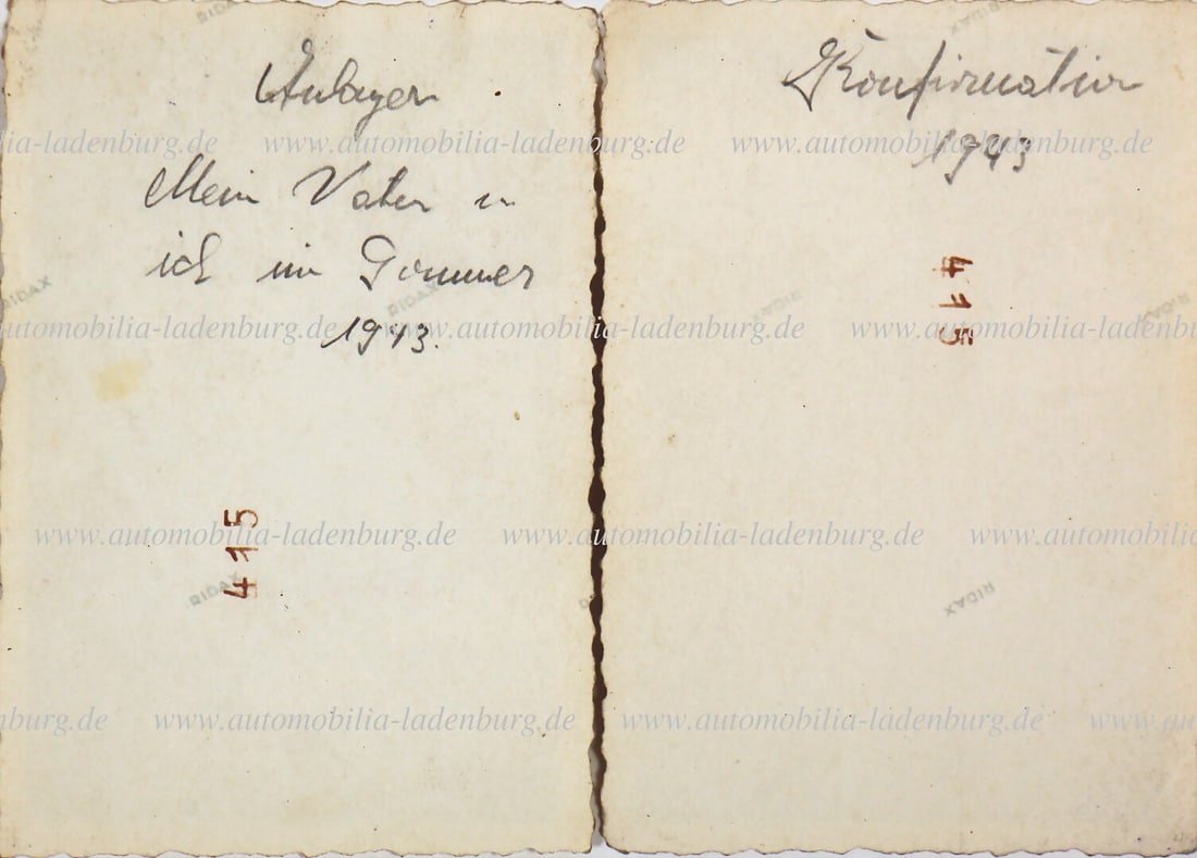 HANS HERRMANN 1943, bundle of two original b/w photos, Hans Herrmann with his parents, rare photos, - 2
