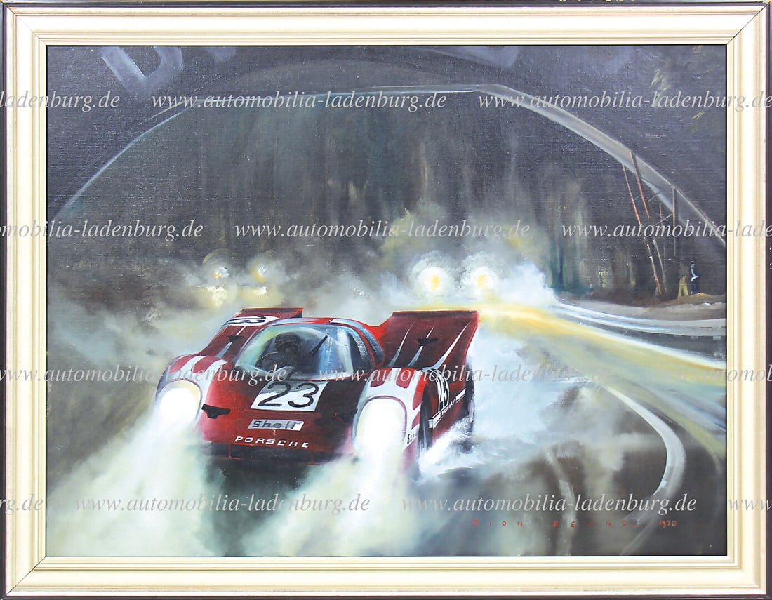 HANS HERRMANN Oil painting by Dion Pears, oil on canvas, Hans Herrmann on Porsche 917, 24 Hours of: HANS HERRMANN Oil painting by Dion Pears, oil on canvas, Hans Herrmann on Porsche 917, 24 Hours of Le Mans 1970, 88x113.5cm German Description HANS HERRMANN Ã–lgemÃ¤lde von Dion P