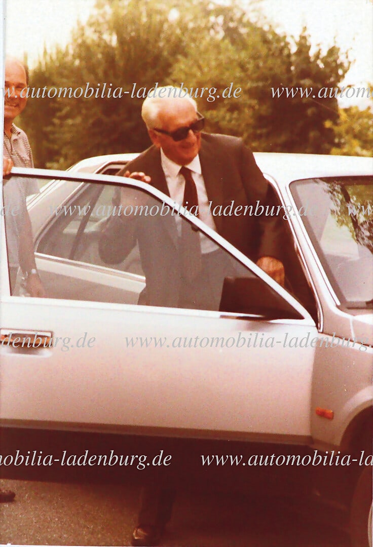 FERRARI original color photograph, Enzo Ferrari gets into his private car, test track Fiorano 80s, (1 of 2)