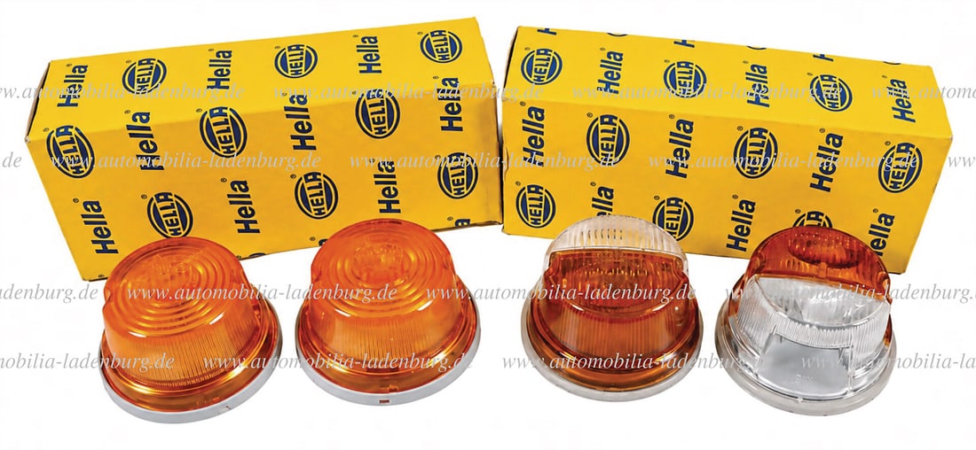 PORSCHE Set of 4 Hella blinker lights for Porsche 904, NOS, 2x orange, 2x orange white (K23269), NOS (1 of 1)