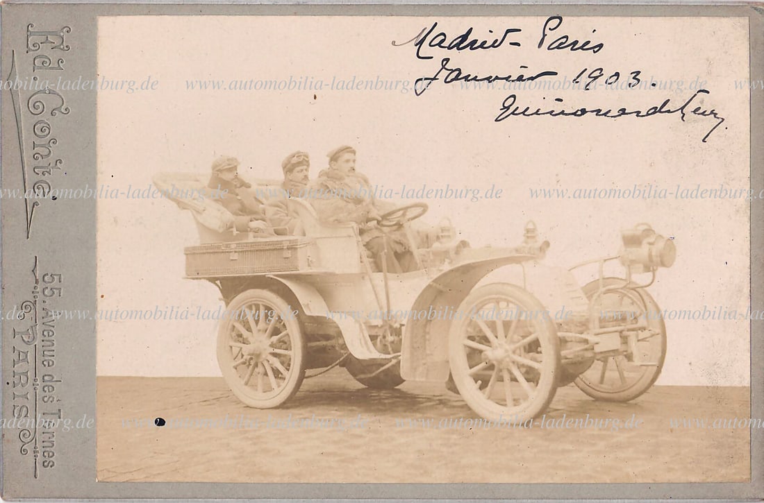 PARIS MADRID 1903, original cabinet photo, carriage Paris-Madrid 1903, 10x16cm German Description (1 of 2)