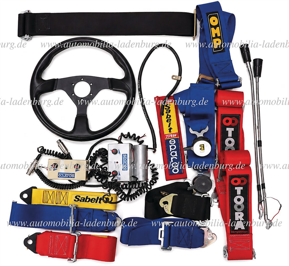 large collection of racing harnesses Sparco, Sabelt; Sparco, on-board radios, racing steering wheel, (1 of 1)