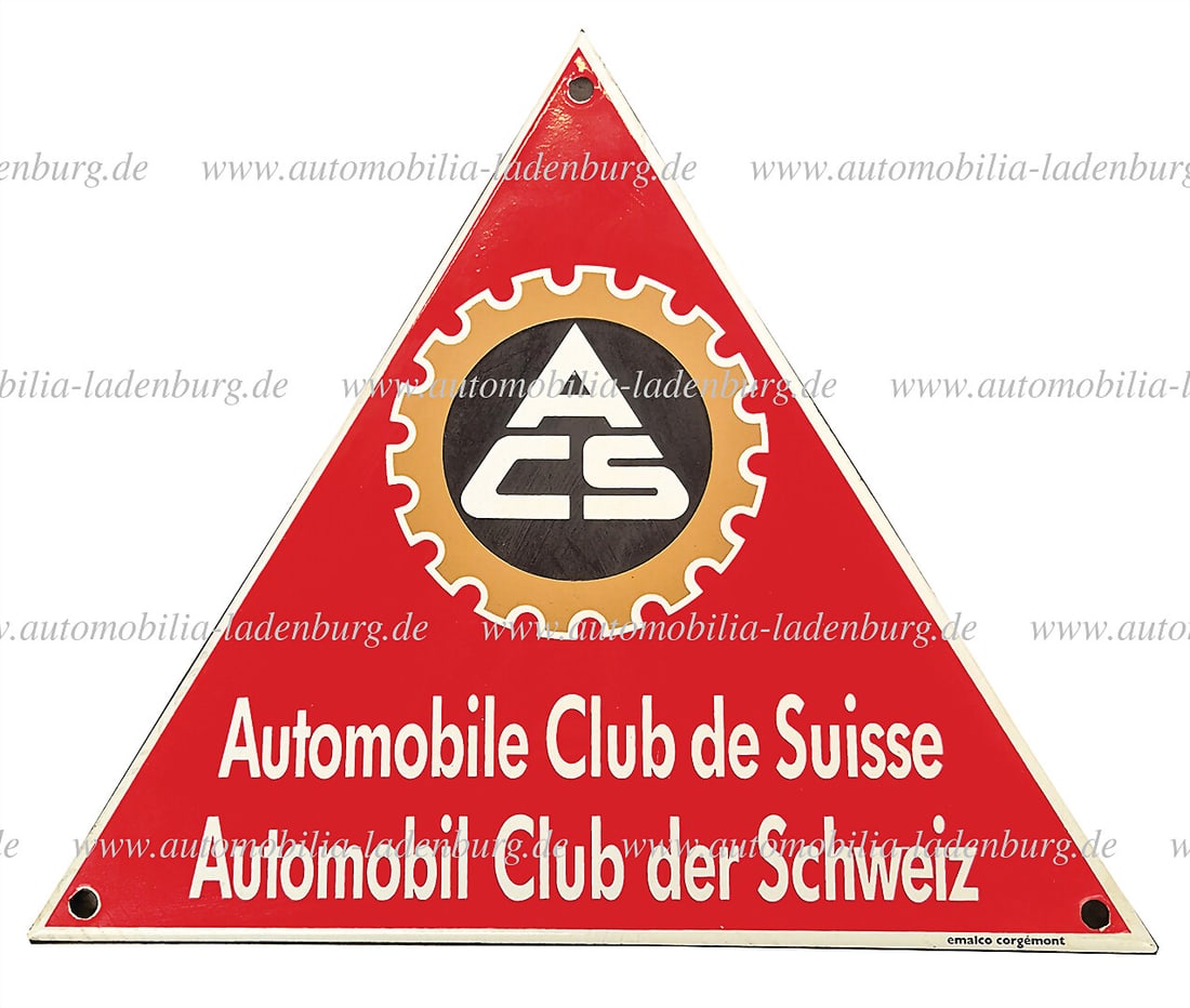 AUTOMOBILE CLUB SWITZERLAND original enamel sign, French/German text (Emalco CorgÃ©mont), (1 of 1)