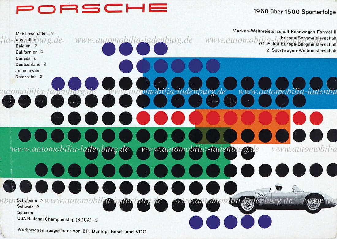 PORSCHE 1960, Porsche brochure "1960 Ã¼ber 1500 Sporterfolge", (W293), 52 pages of German (1 of 1)