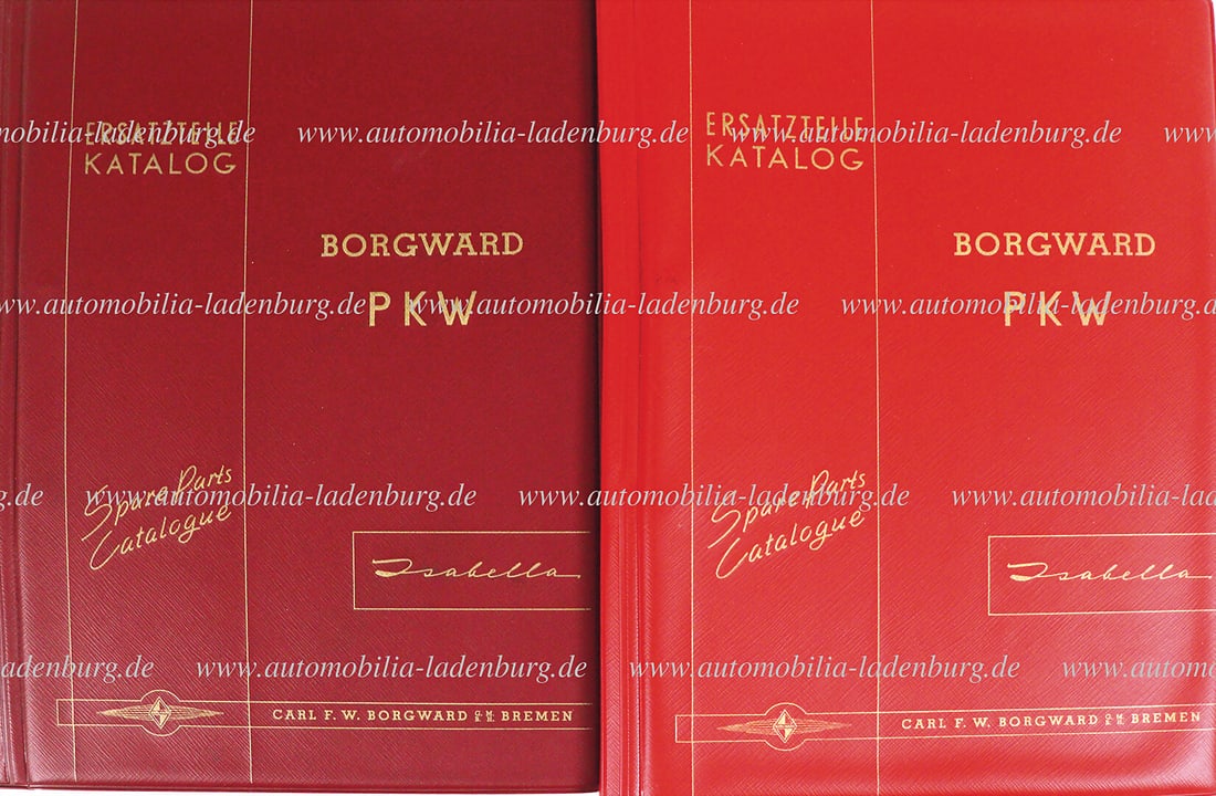 BORGWARD mixed lot of two spare parts catalogs Borgward Isabella, volume 1 and 2 October 1958, good (1 of 1)