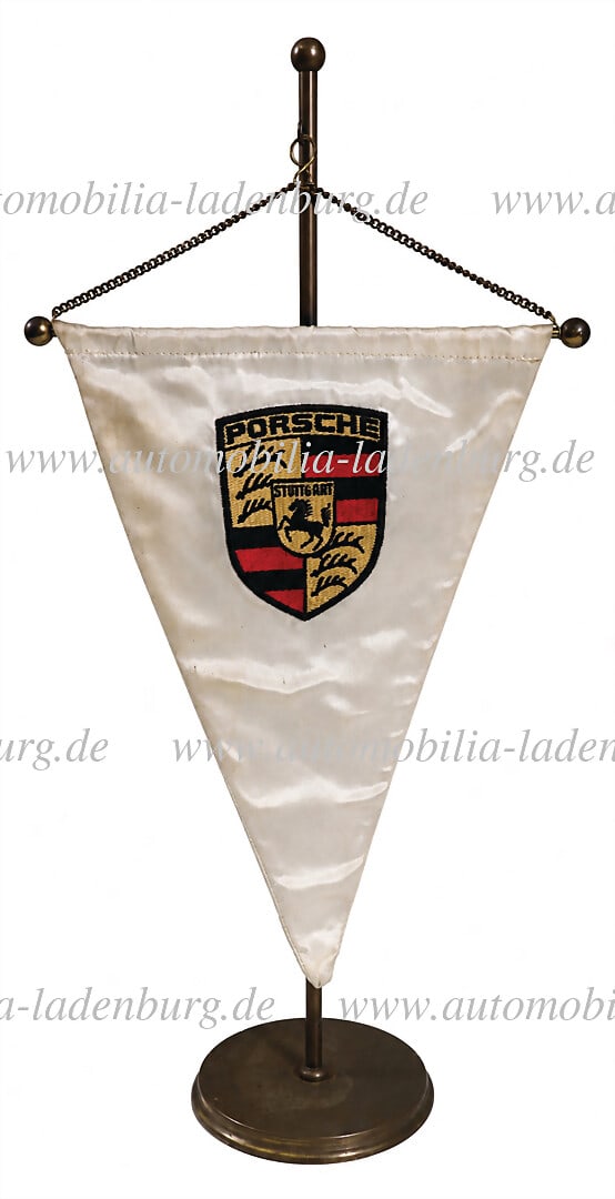 PORSCHE ca. 80s, table pennant, height 45cm German Description PORSCHE ca. 80er Jahre,: PORSCHE ca. 80s, table pennant, height 45cm German Description PORSCHE ca. 80er Jahre, Tischwimpel, HÃ¶he 45cm