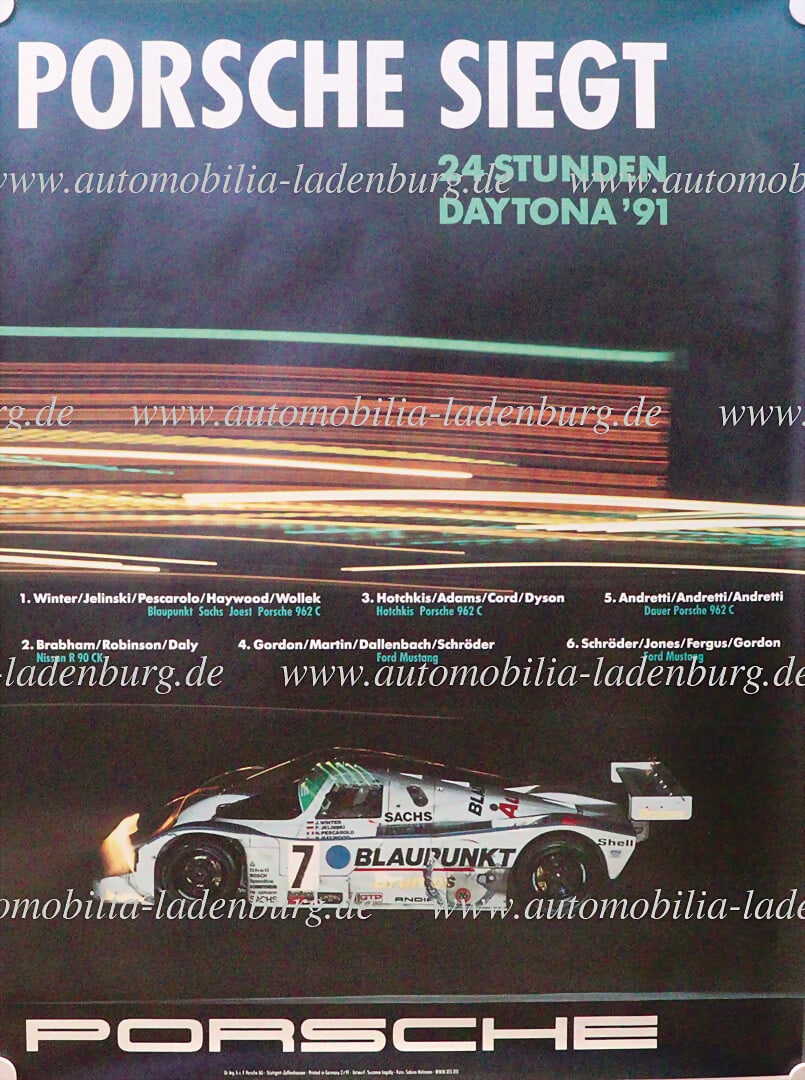 PORSCHE Mixed lot of 5 racing posters including "Porsche wins 24 hours Daytona 1991"; "Porsche (1 of 4)