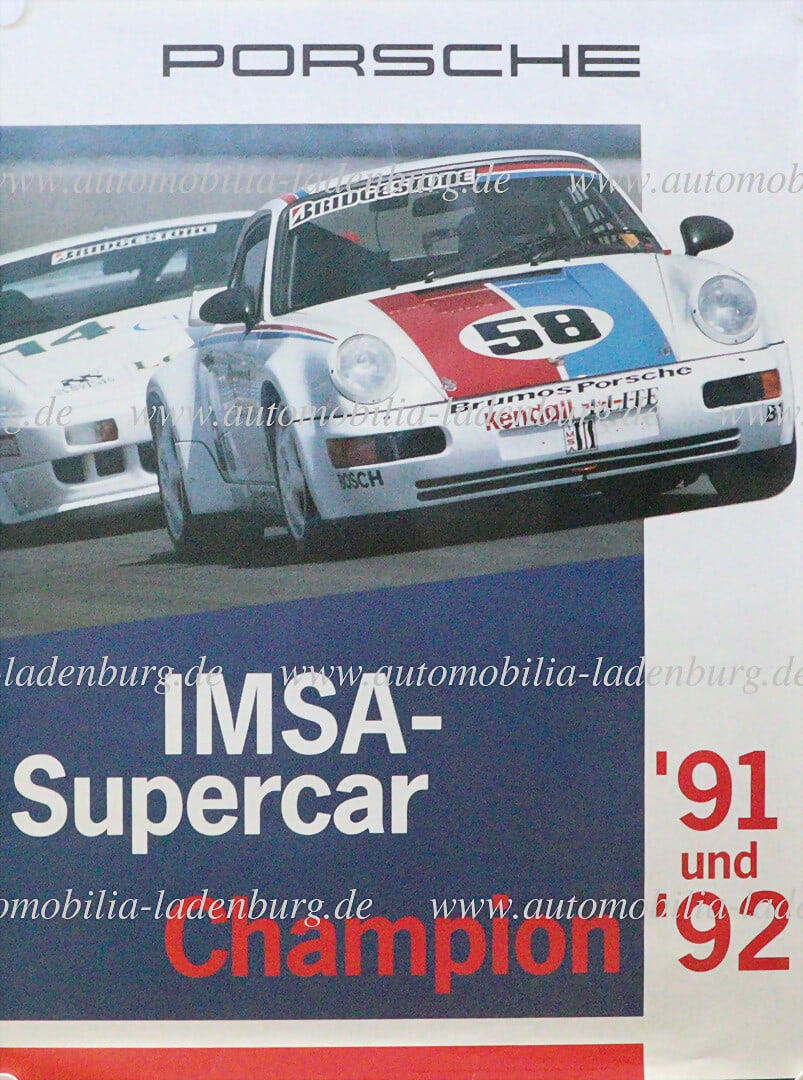 PORSCHE Collection of 7 racing posters including "Porsche Triumph in USA 1993"; "Porsche Carrera Cup (1 of 4)