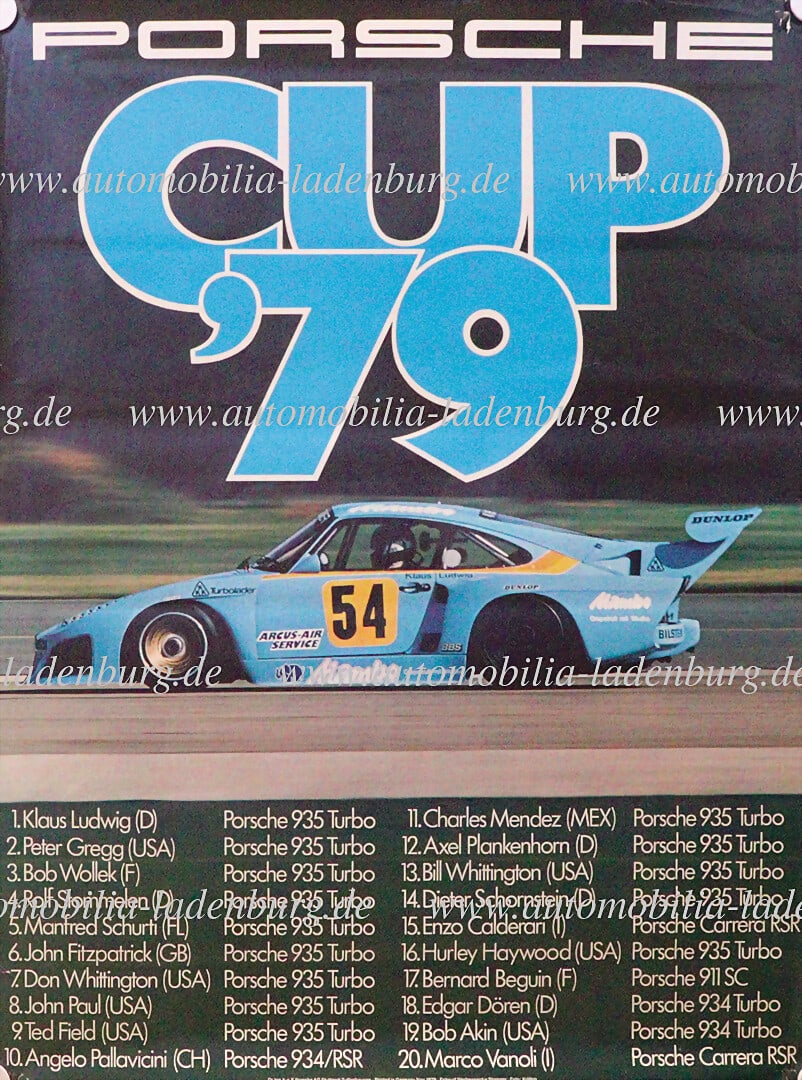 PORSCHE 1979, original racing poster "Porsche Cup 1979", design by advertising agency Strenger, (1 of 1)