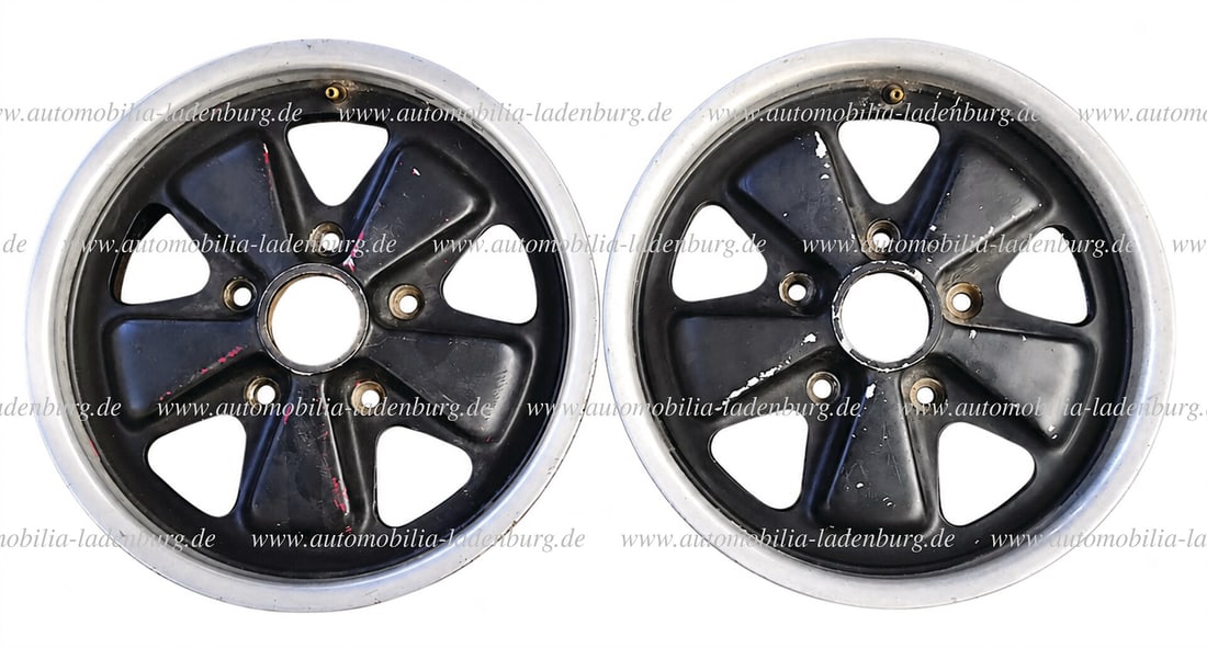 PORSCHE a pair of Porsche Fuchs rims 6Jx15, dated 1971 & 1972, used German Description PORSCHE (1 of 1)