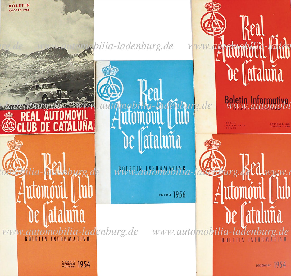 REAL AUTOMOVIL CLUB DE CATALUNA Collection of 5 club magazines, including 3x issues 1954 and 2x (1 of 1)