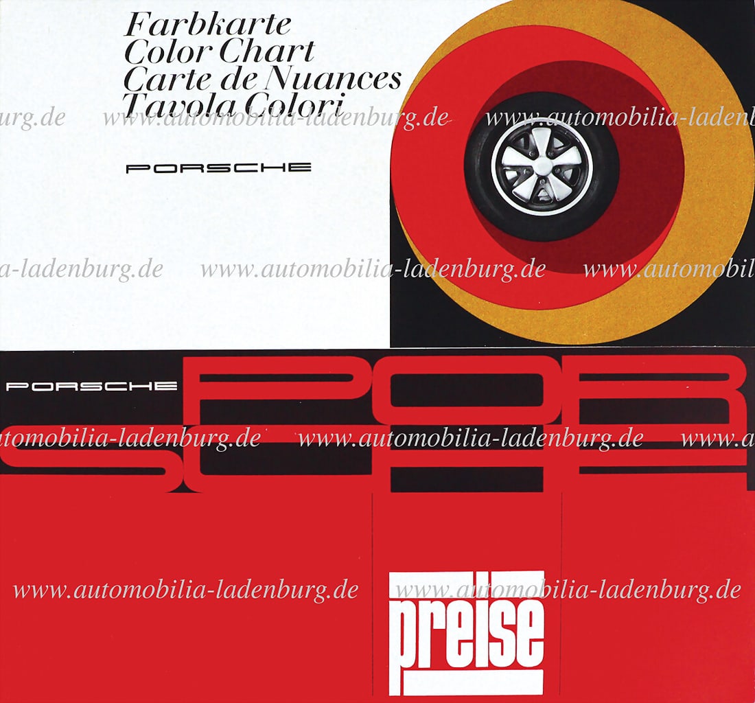 PORSCHE mixed lot of 2 pieces, including color card (W25) 912/911, 8.1968 price list 911/912, good (1 of 1)