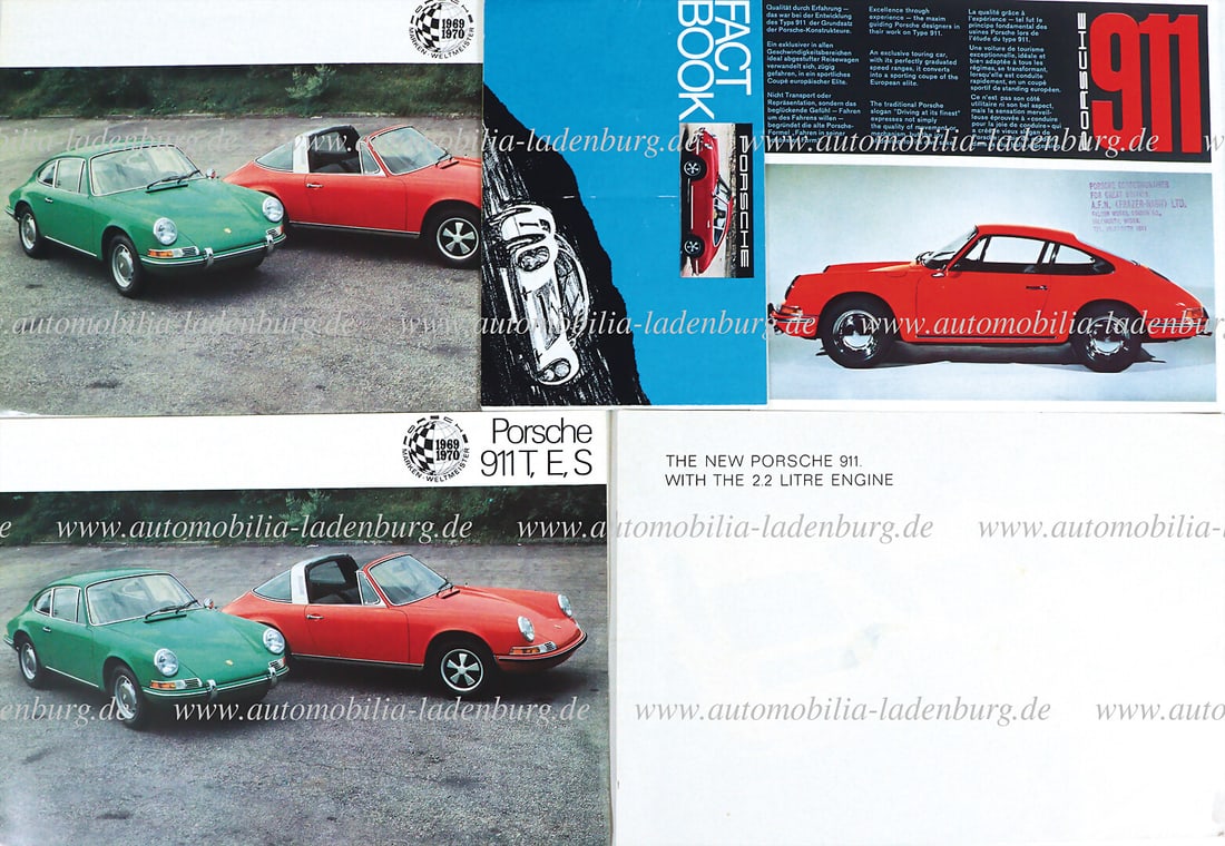 PORSCHE Mixed lot of 5 sales brochures, including Porsche Fact Book (911/912) English text, 8.65 (1 of 1)