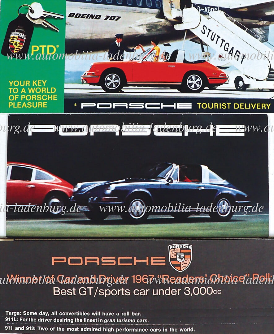 PORSCHE Mixed lot of 3 sales brochures US market, including 1967 "Winner of car and driver readers (1 of 1)