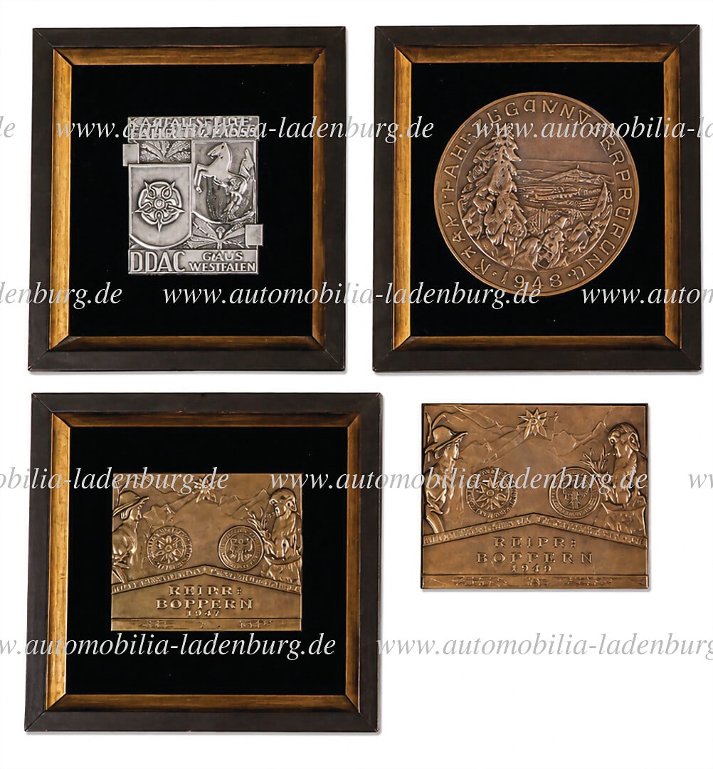 ESTATE OF HANS HUGO HARTMANN Mixed lot of 4 pieces, including two plaques International endurance: ESTATE OF HANS HUGO HARTMANN Mixed lot of 4 pieces, including two plaques International endurance test Balaton Bodensee 1937 "Sieger W.Gr.1", plaque motor vehicle winder test 1938, Westfalen Lippe Fah