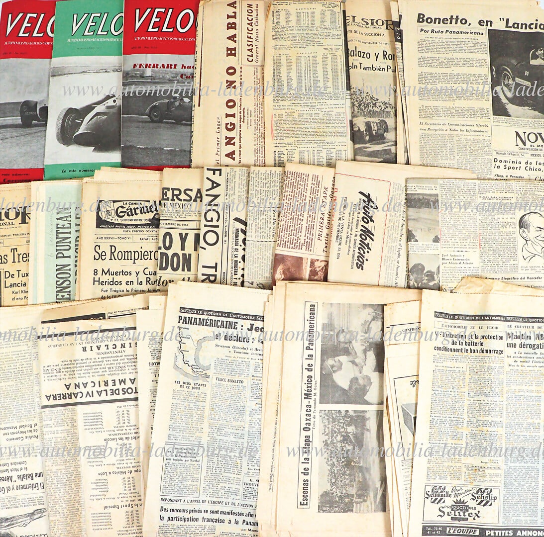 ESTATE OF HANS HUGO HARTMANN Carrera Panamerican Mexico 1953, bundle, including press release with: ESTATE OF HANS HUGO HARTMANN Carrera Panamerican Mexico 1953, bundle, including press release with information on the drivers Brudes and Hartmann, plus technical data on the Borgward 1500RS racing car