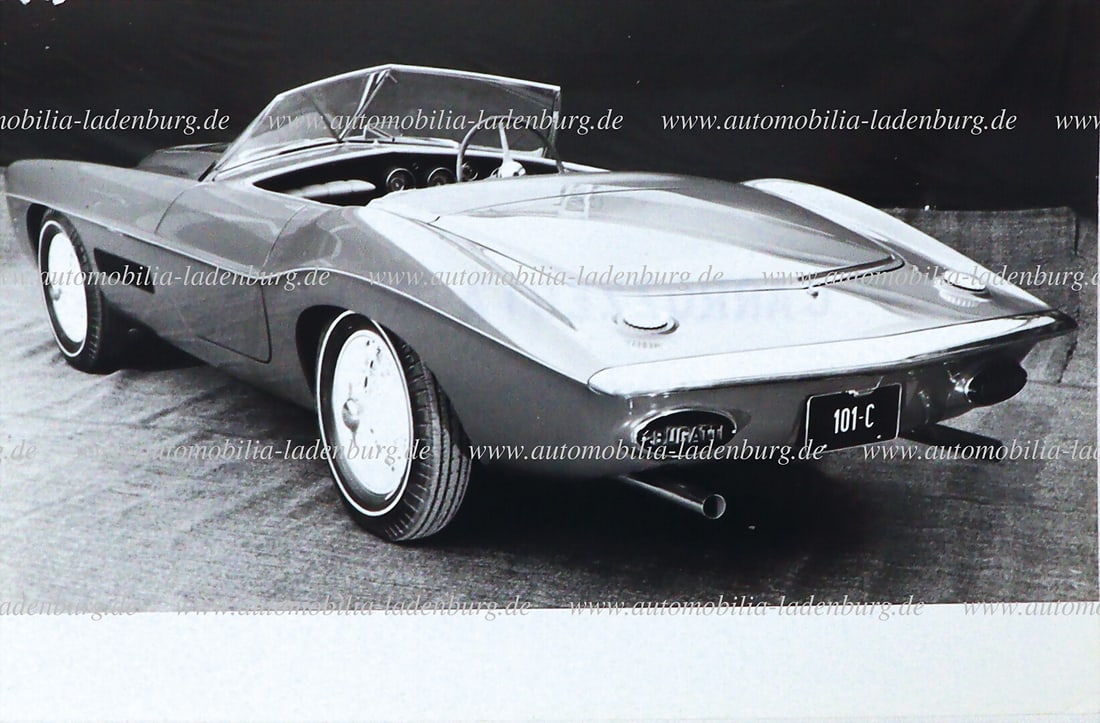 BUGATTI November 1965, original Ghia factory photo, Bugatti T101C Roadster, stamped "Carrozzeria (1 of 2)