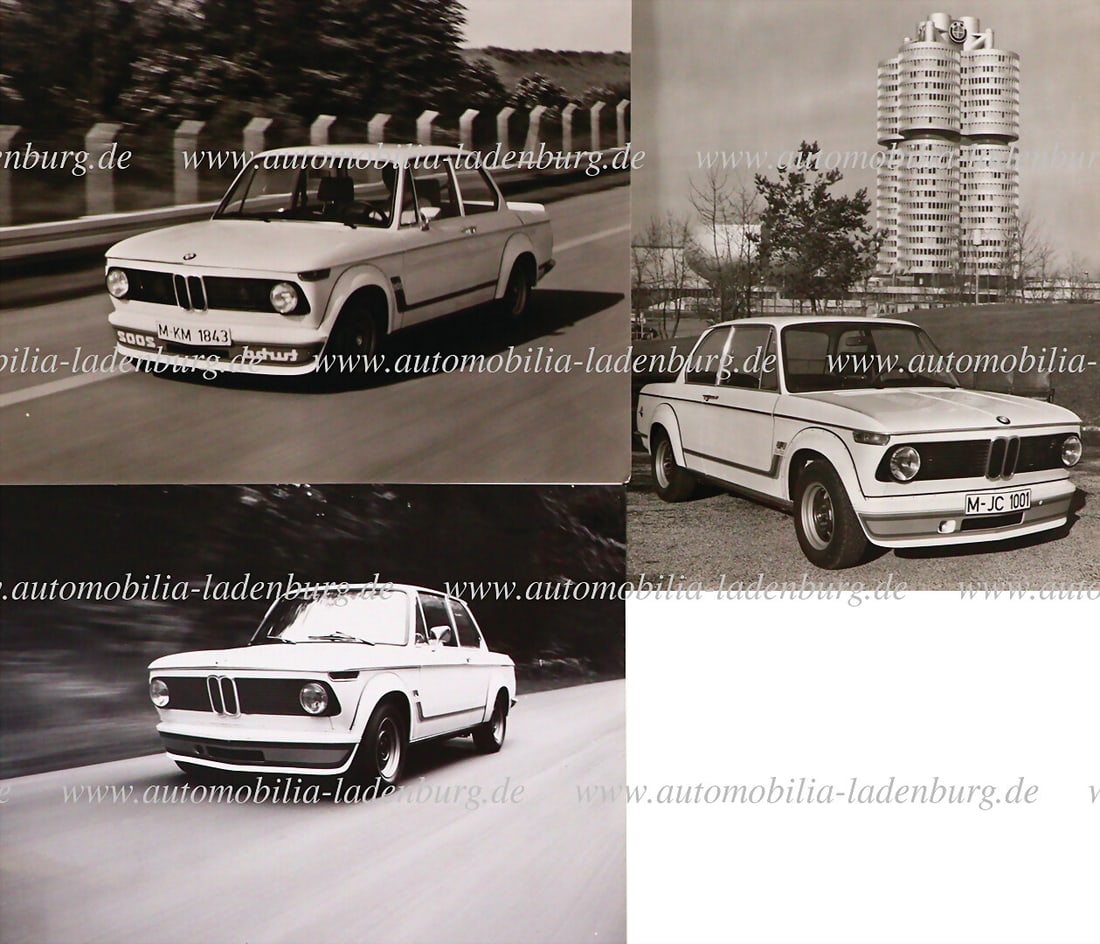 BMW Mixed lot of 3 original b/w factory photos, BMW 2002 Turbo, 18x24cm German Description BMW (1 of 2)