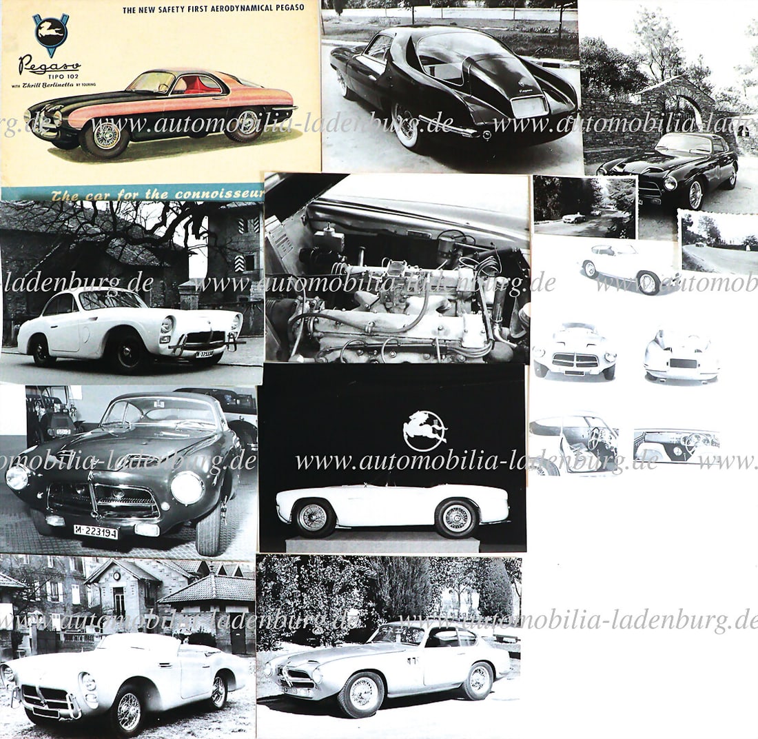 PEGASO mixed lot c. 1953, folding brochure Pegaso Z-102, 4 pages, English text, good condition: PEGASO mixed lot c. 1953, folding brochure Pegaso Z-102, 4 pages, English text, good condition (minor creases), plus 11 b/w photos (mainly prints from the 70s) German Description PEGASO Konvolut ca. 1