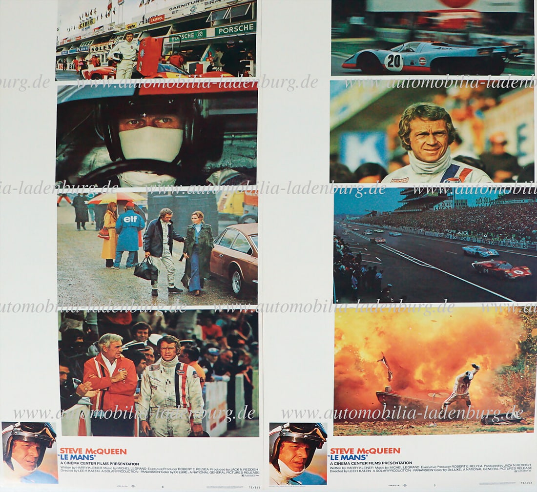 STEVE MCQUEEN 1970, mixed lot of 8 movie posters (photo prints) for the movie "Le Mans", 28x35,5cm, (1 of 1)