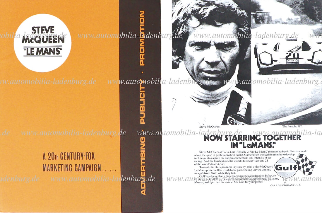 STEVE MCQUEEN 1970, press kit for movie theaters, promotional item for the movie "Le Mans", 4 pages, (1 of 1)
