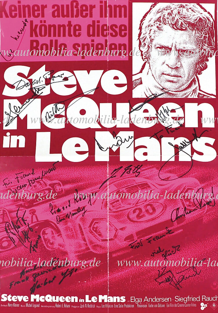 STEVE MCQUEEN 1971, original movie poster signed by 14 personalities "Nobody but him could play this (1 of 1)