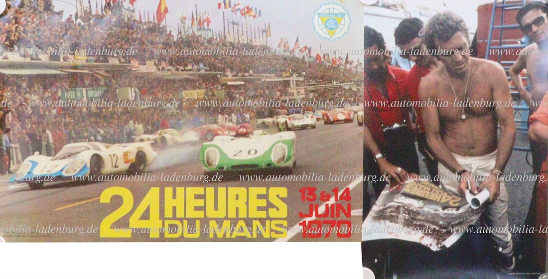 STEVE MCQUEEN Mixed lot of 2 pieces, including original event poster "24 Heures du Mans 1970", (1 of 1)