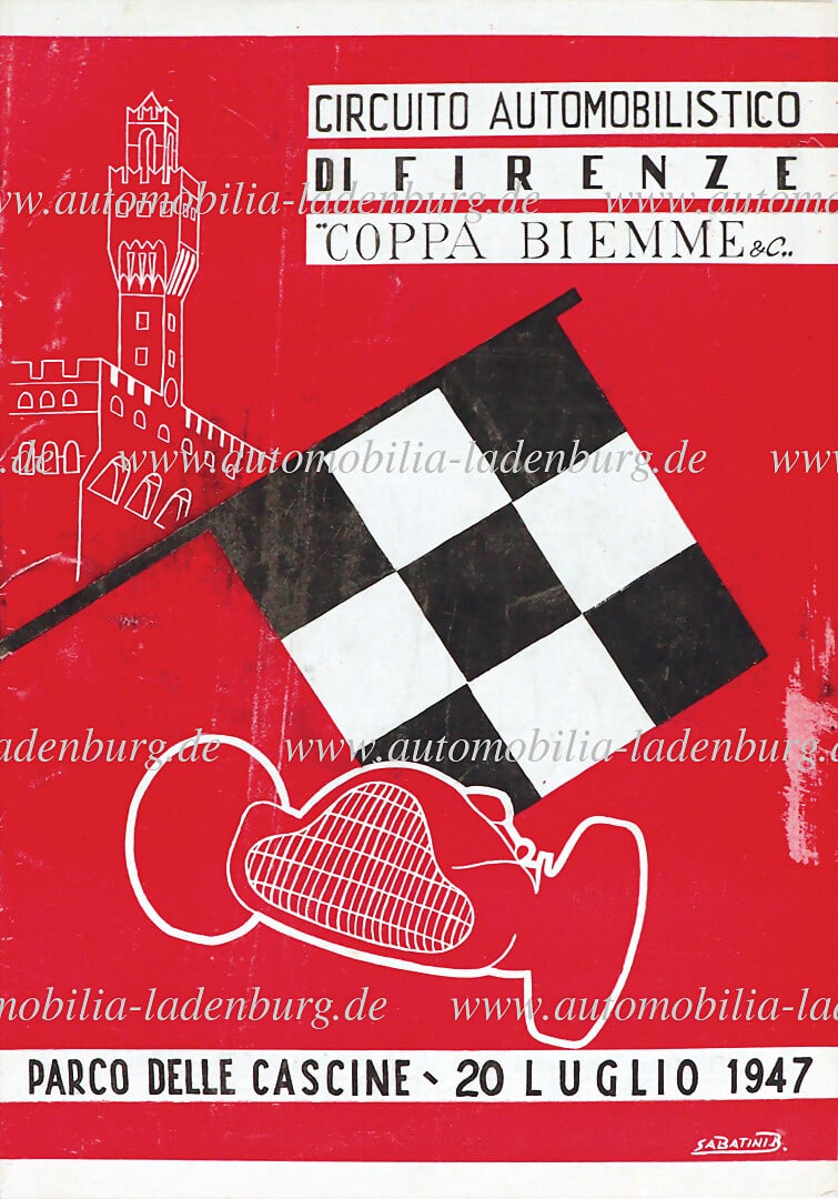 1947, program booklet "Circuito Automobilistico di Firenze "Coppa Biemme Parco della Cascine (1 of 1)