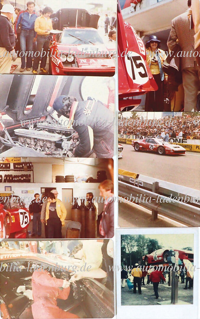 FERRARI Mixed lot of 7 original color photographs Ferrari 365BB LM (#18095), each 9x12cm German (1 of 2)