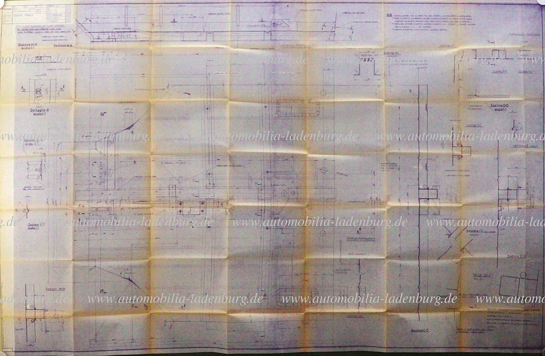 FERRARI 8.7.1983, original Ferrari blueprint underbody/floor panels Ferrari 308GTB/GTS, scale 1:2 (1 of 2)