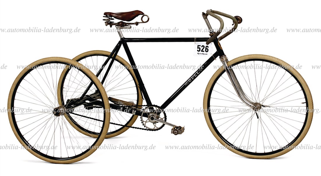 OPEL 1900s-1910s, Opel men's tricycle, complete, with BSW saddle, Atmos air pump, racing handlebars, (1 of 8)