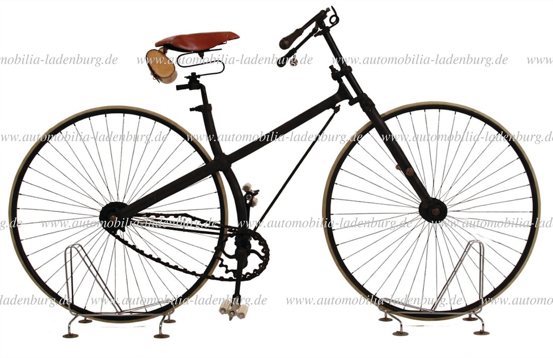 1880s, safety bicycle from the early transitional phase from penny-farthing to the modern low (1 of 9)