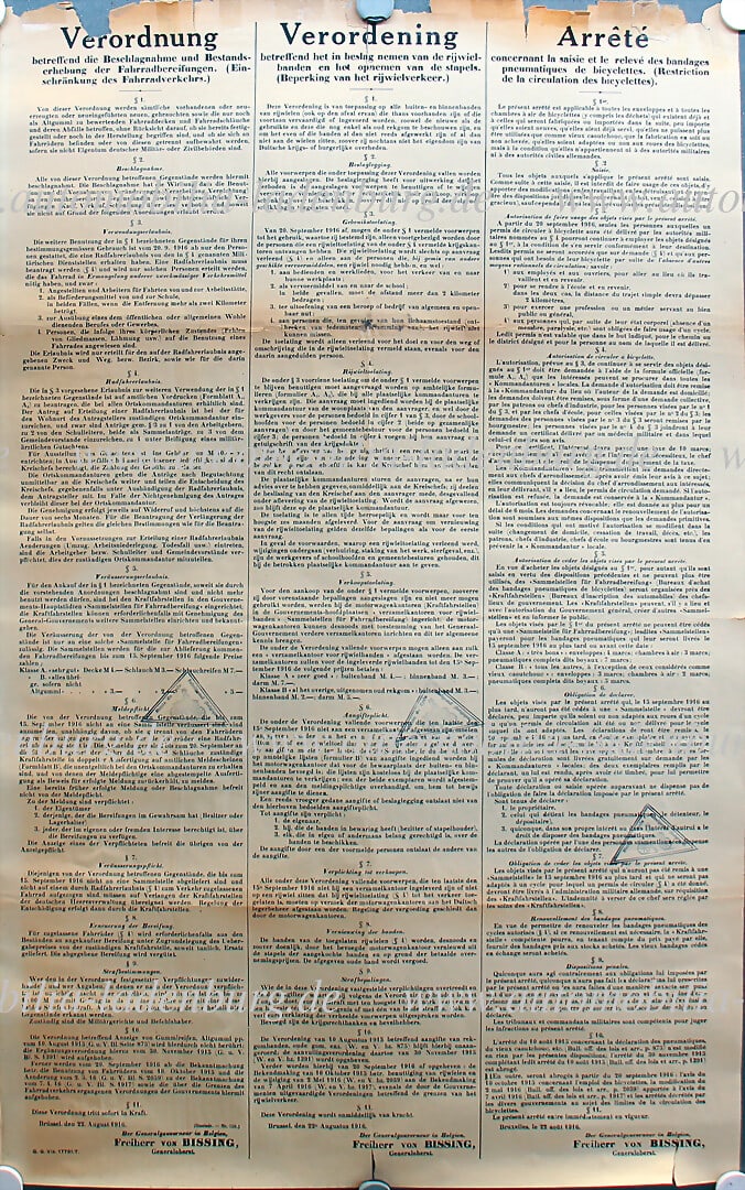 1916, â€˜Regulation concerning the confiscation and inventory of bicycle tyres. (1 of 1)