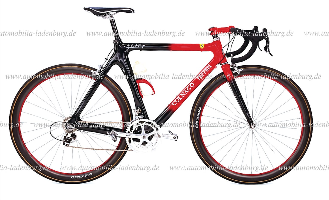 COLNAGO / FERRARI Colnago Ferrari CF1 X/500, with Italian carbon frame, Campagnolo Record complete: COLNAGO / FERRARI Colnago Ferrari CF1 X/500, with Italian carbon frame, Campagnolo Record complete groupset (without crankset), Colnago stem 8.5 cm, Colnago handlebars, Campagnolo pedals, Colnago carb