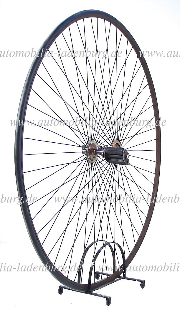 1892, Farthing unicycle by artistic cyclist N. E. Kaufmann with crank and pedals, solid rubber (1 of 1)