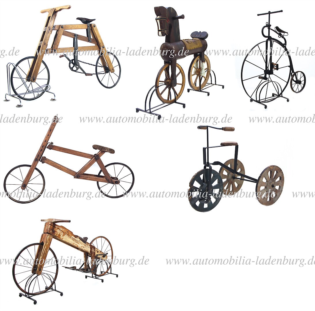 Mixed lot of 7 children's bicycles, including 1920, children's tricycle with front-wheel pedal drive (1 of 1)