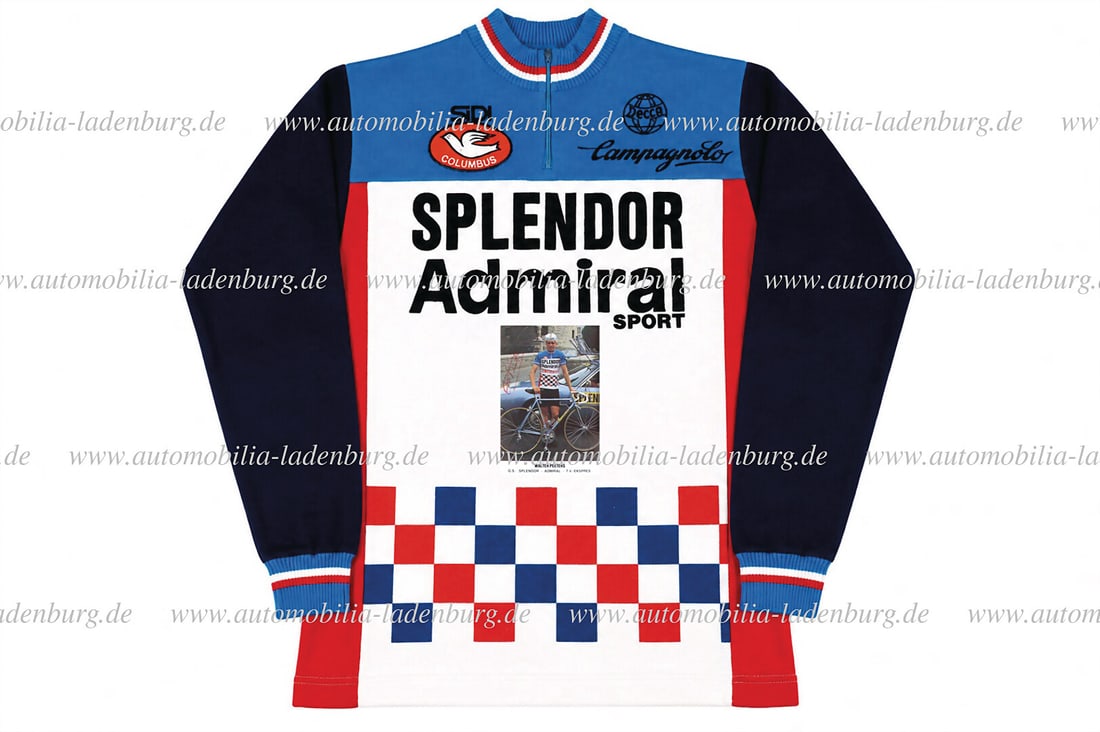 SPLENDOR / WALTER PEETERS Mixed lot of 2 pieces, including original Splendor-Admiral sports jersey: SPLENDOR / WALTER PEETERS Mixed lot of 2 pieces, including original Splendor-Admiral sports jersey (manufacturer Decca / De Clerco), size 4, and signed Walter Peeters postcard, 15x10cm, corner with cr