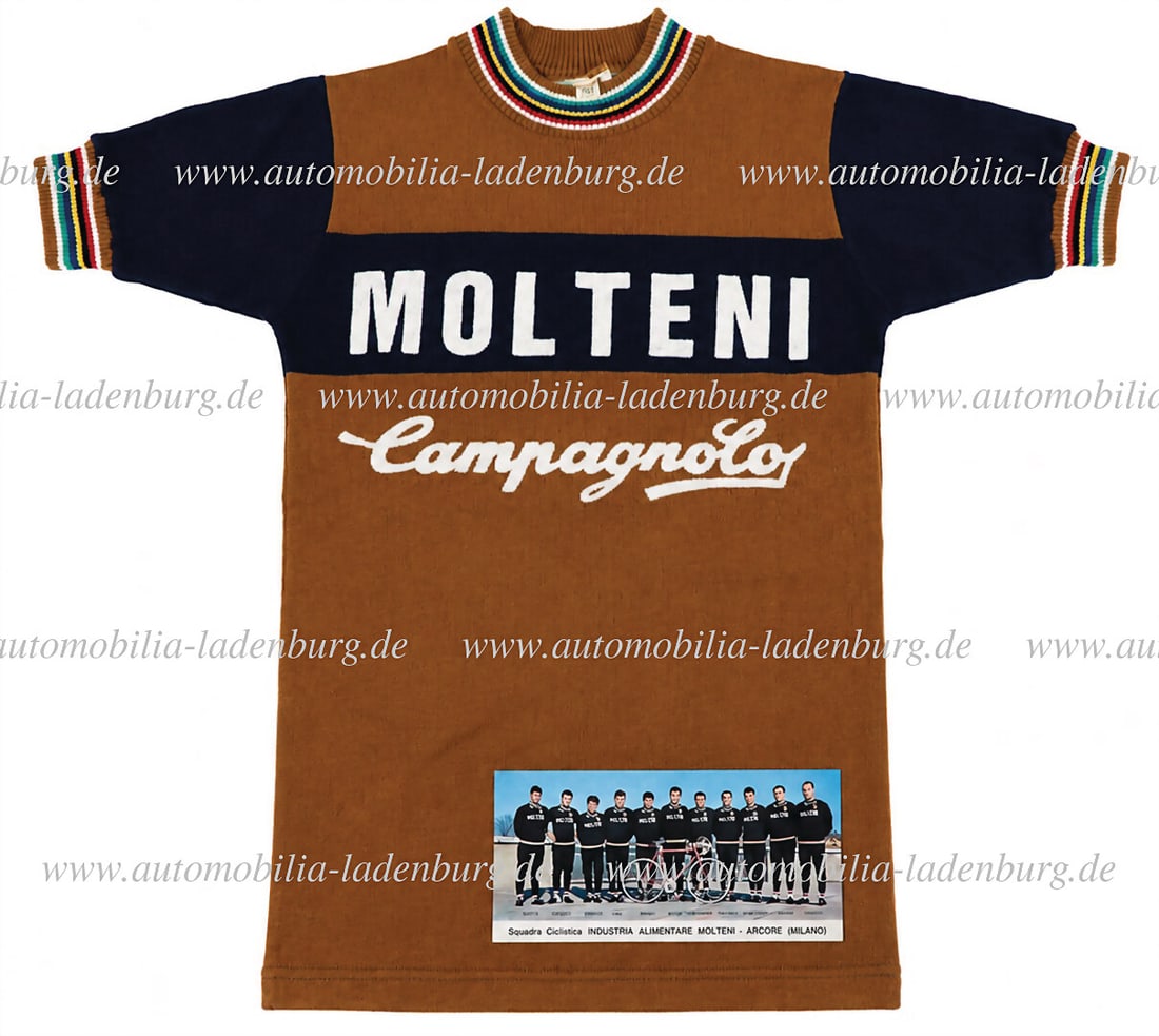 MOLTENI-CAMPAGNOLO mixed lot of 2 pieces, including original Molteni-Campagnolo jersey (manufacturer: MOLTENI-CAMPAGNOLO mixed lot of 2 pieces, including original Molteni-Campagnolo jersey (manufacturer Decca), size 16, incl. factory postcard cycling team, 10,5x21,5cm German Description MOLTENI-CAMPAG